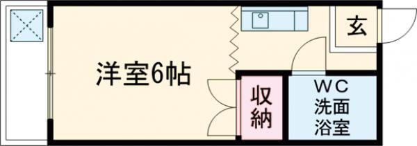 シャトルアンジェ(ワンルーム/2階)の間取り写真