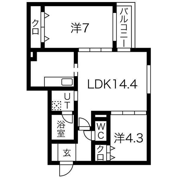 CASA MIYANOMORI(2LDK/1階)の間取り写真