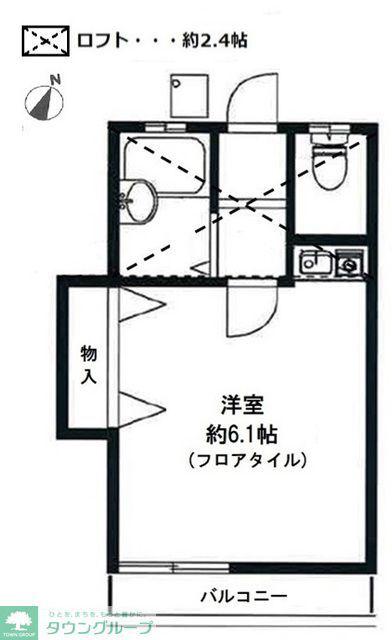 グリーンホームIII(ワンルーム/2階)の間取り写真
