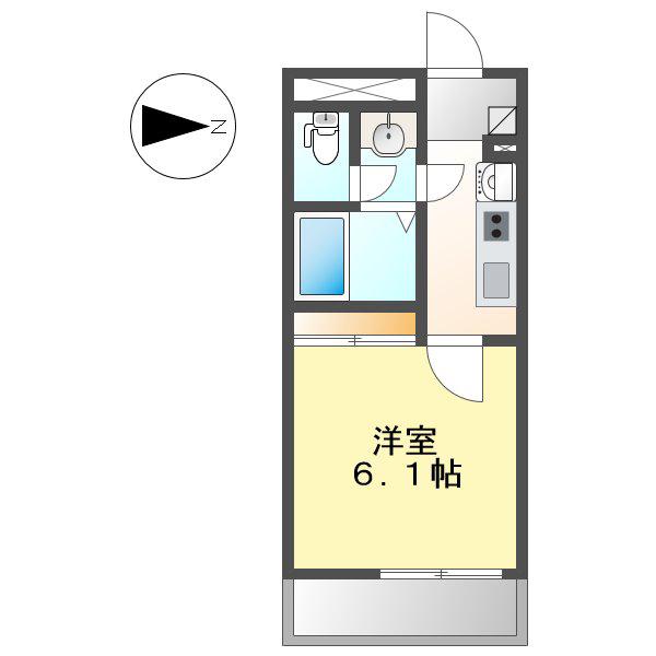 クレイノグランディールD(1K/2階)の間取り写真