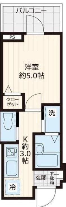 ムーンライズ(1K/2階)の間取り写真