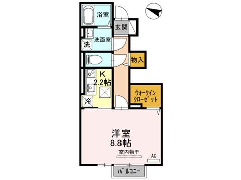 コントレイル(1LDK/2階)の間取り写真