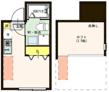 ハーモニーテラス稲荷台(ワンルーム/2階)の間取り写真