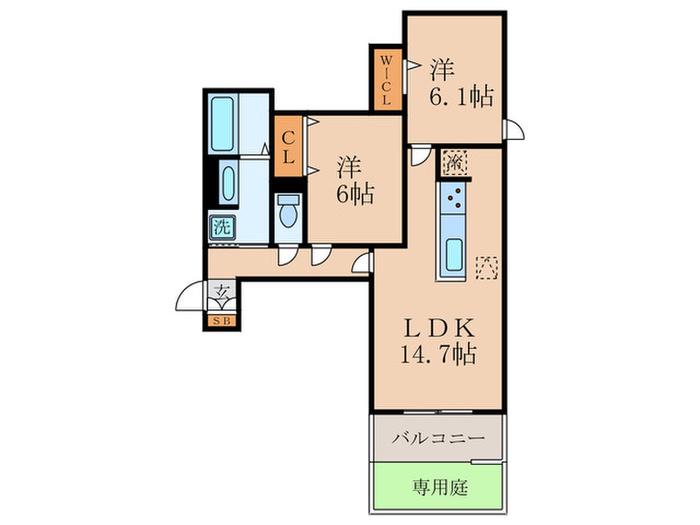 STグランツ(2LDK/1階)の間取り写真