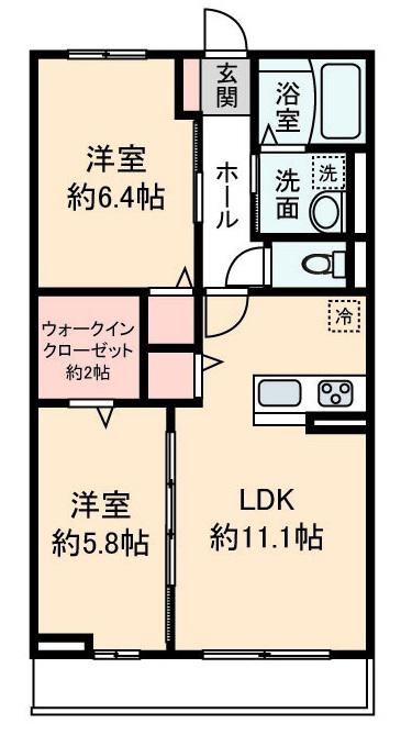 オルテンシア フェイ(2LDK/1階)の間取り写真
