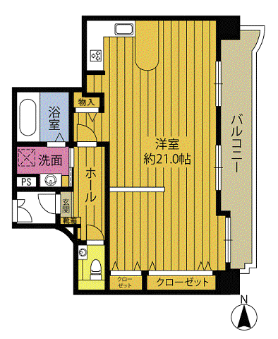 クールベ5番街 203号(ワンルーム/2階)の間取り写真
