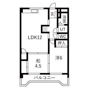 シャルム岐阜(2LDK/1階)の間取り写真