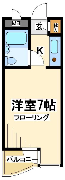 グレース成城(1K/1階)の間取り写真
