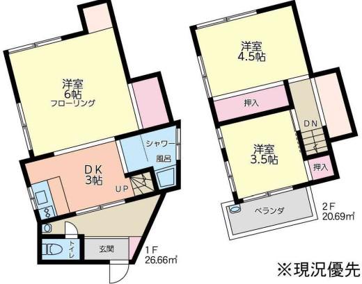 神之木台ハイツ(3DK/1階)の間取り写真