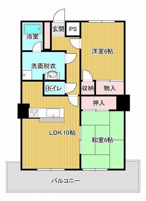 ベルメール香西(2LDK/2階)の間取り写真