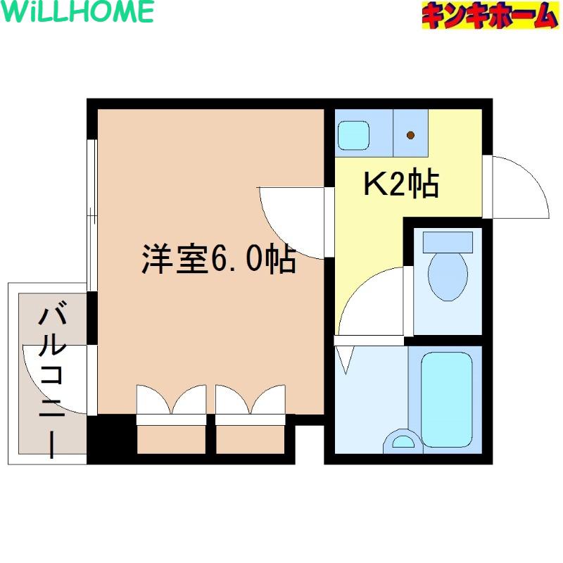 ヴィラ土佐町(1K/1階)の間取り写真