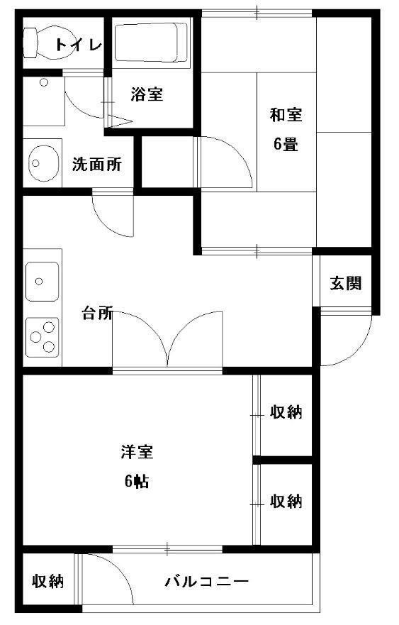 アーバンライフ相生町C(2DK/1階)の間取り写真