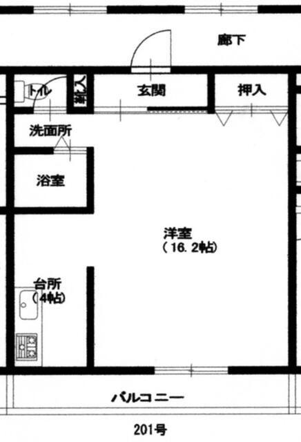 大和町2丁目ビル(1K/2階)の間取り写真