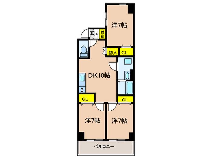 鹿島田ハウス(3DK/4階)の間取り写真