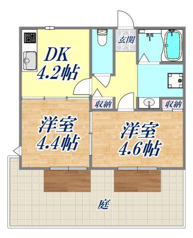 EBISUの森ハイツ2(2DK/1階)の間取り写真