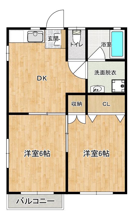セントポーリア(2DK/2階)の間取り写真
