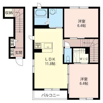リアンII(2LDK/2階)の間取り写真