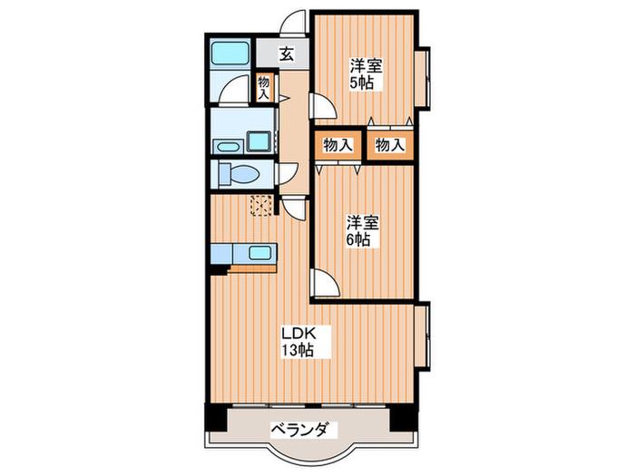 コーポエトワール(2LDK/1階)の間取り写真