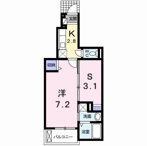 フィデール庚午(1SK/1階)の間取り写真
