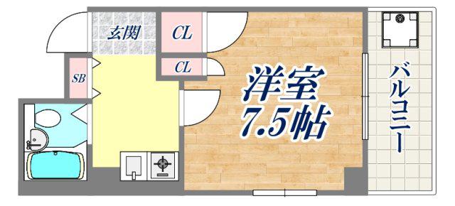 フルーレゾン神戸パートⅡ(1K/7階)の間取り写真