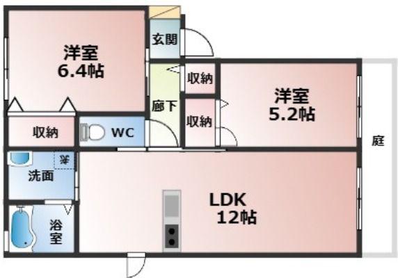 STRAWBERRY FIELDS 叶夢 弐番館(2LDK/2階)の間取り写真