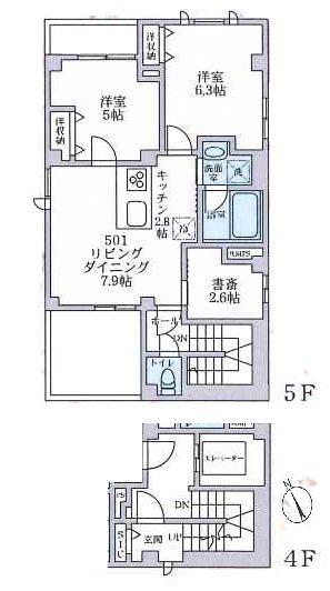 レルム頼V(2SLDK/4階)の間取り写真