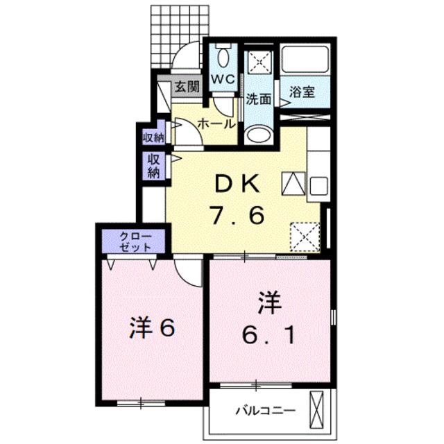 エトワールアソカA(2DK/1階)の間取り写真