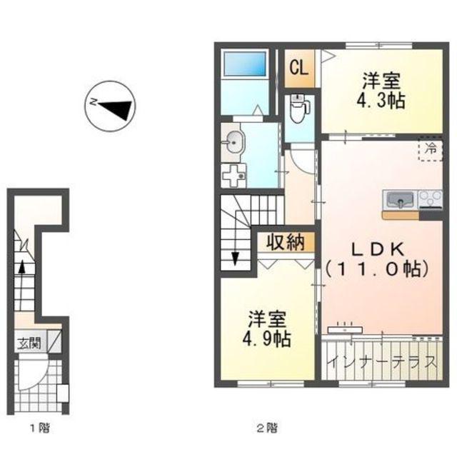 ブラン メゾンIII(2LDK/2階)の間取り写真