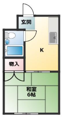 第2横井マンション(1K/1階)の間取り写真