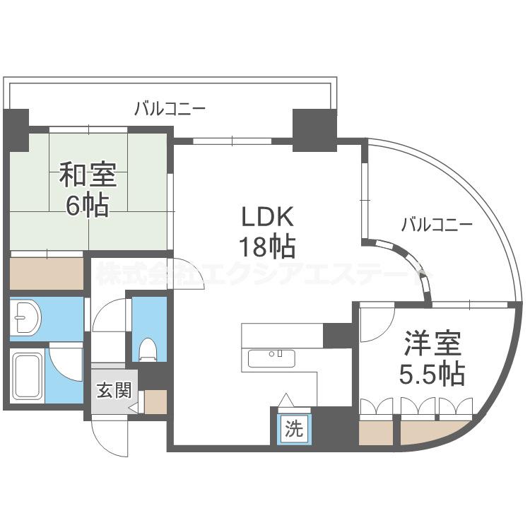 フェルザ住之江公園(2LDK/11階)の間取り写真