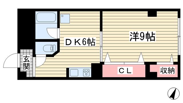 ヤマウラ77ビル(1DK/7階)の間取り写真