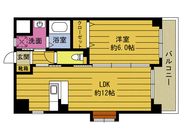 サンローゼ(1LDK/3階)の間取り写真