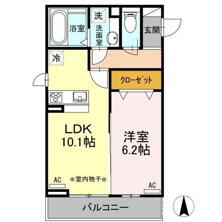 メゾンボヌール(1LDK/2階)の間取り写真