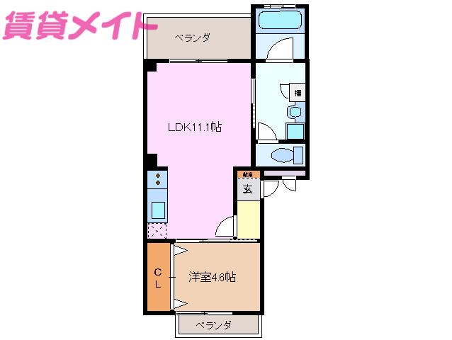 ル・パラディ(1LDK/2階)の間取り写真
