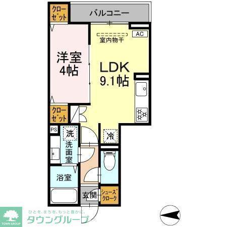 セレスティア西寺尾 A(1LDK/2階)の間取り写真