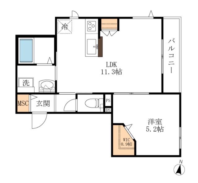 ヒルクレスト南浦和(1LDK/2階)の間取り写真