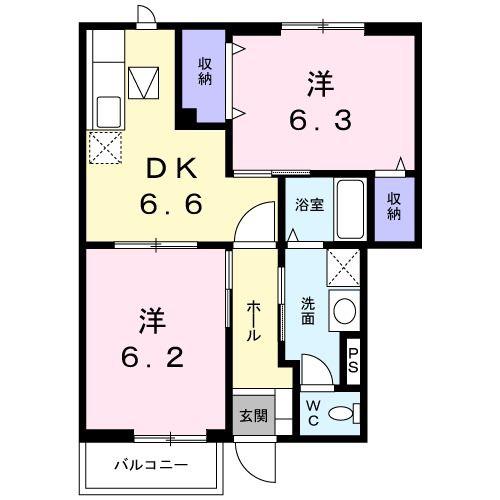 ブランシェ壱番館(2DK/1階)の間取り写真