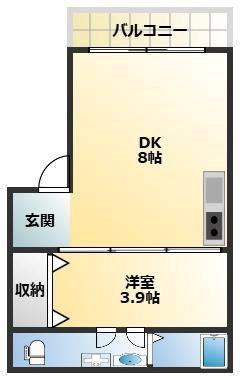 リバーサイド(1DK/1階)の間取り写真
