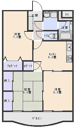 サンライズガーデン(3DK/4階)の間取り写真