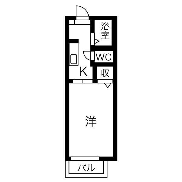 クレベール庄内緑地(1K/2階)の間取り写真