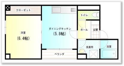 クレールK2(1DK/4階)の間取り写真