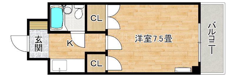 プレアール中之町(1K/3階)の間取り写真