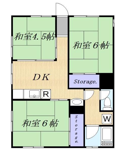 サンライフ岡村(3DK/1階)の間取り写真
