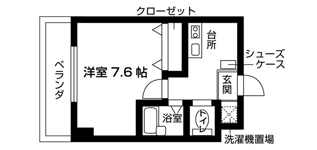 JKキューブ(1K/4階)の間取り写真