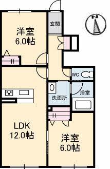 アトリエール太田(2LDK/1階)の間取り写真