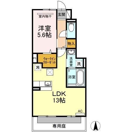 チェリーブロッソム C棟D棟 D棟(1LDK/1階)の間取り写真