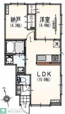 LA RESIDENCE CHIC(1SLDK/1階)の間取り写真
