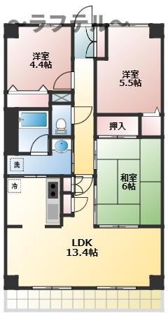 ユート小手指(3LDK/1階)の間取り写真