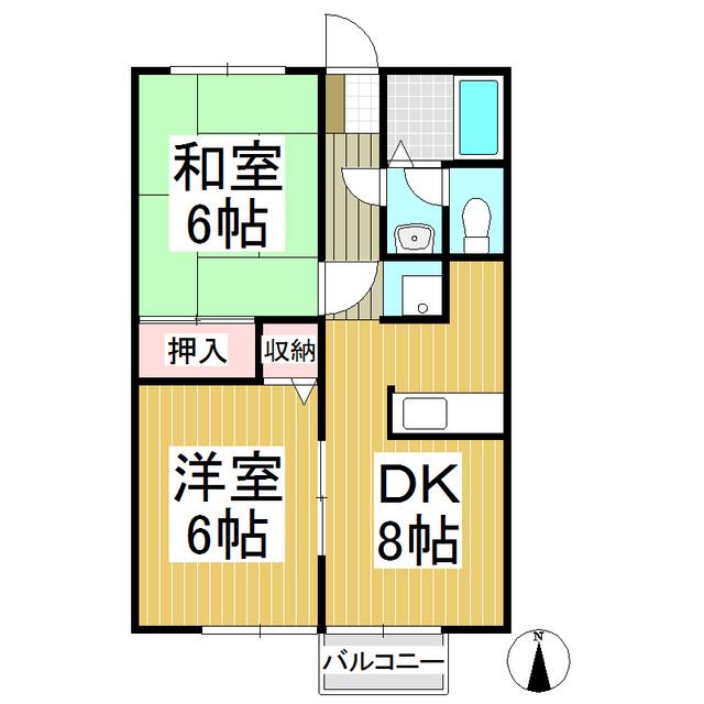 ハイツエーデル(2DK/2階)の間取り写真