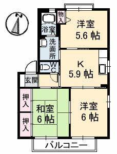 トレランス B棟(3K/1階)の間取り写真